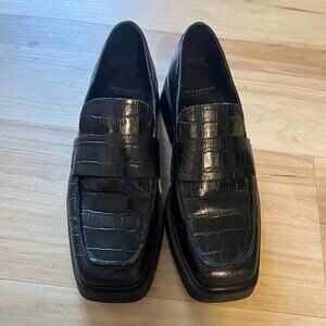 Vagabond Eyra Croc Skin Loafers - Size 38